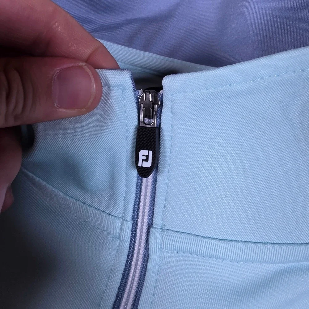 FootJoy 1/4 Zip Bulle Rock Mens M Light Blue Nylon Stretch L/S Pullover 28212